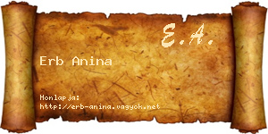 Erb Anina névjegykártya